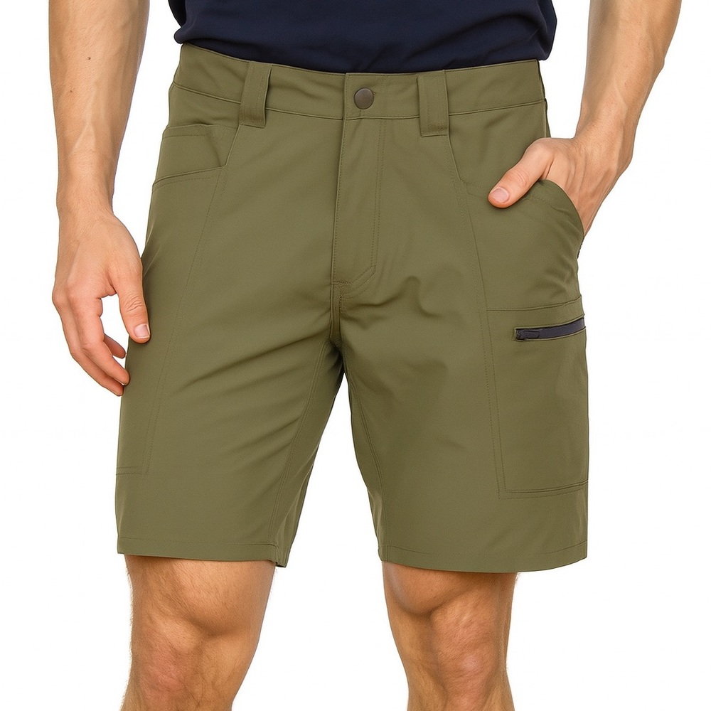 Men’s The North Face Olive Green Flex Outdoor Tech Shorts Size 30 Zipper Pocket